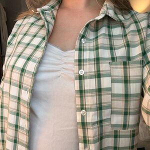 Green and White Nasty Gal Button Up